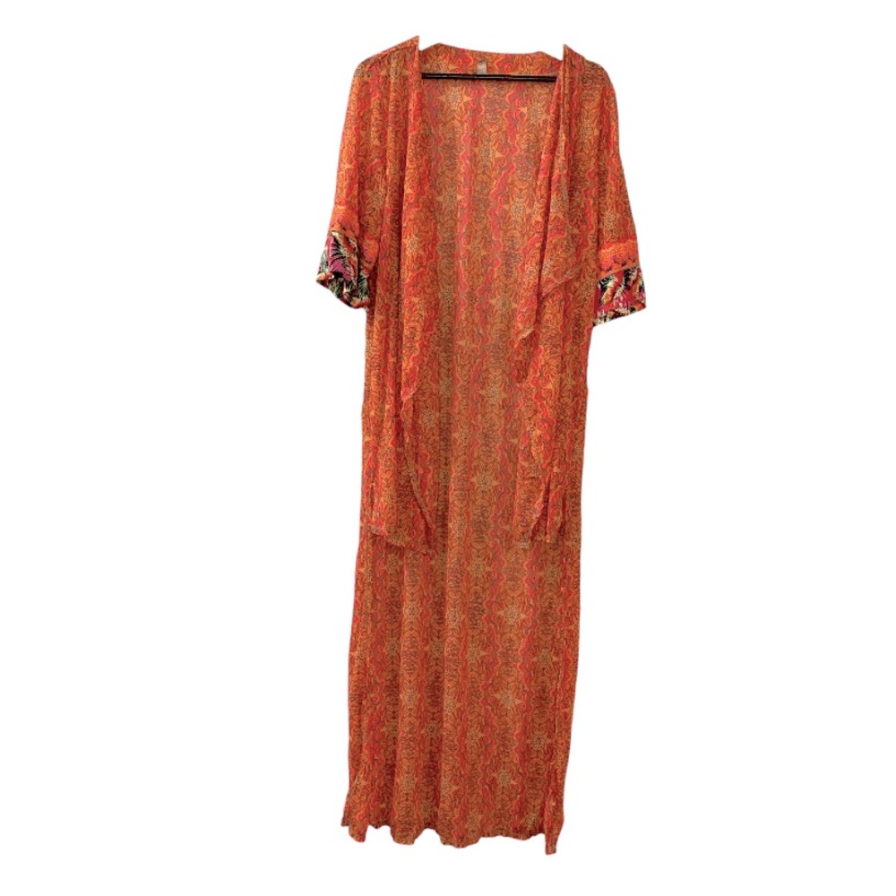 MAAJI Swim Coverup Pink Multi Medium Mix Media Short Sleeve Long Length Beach